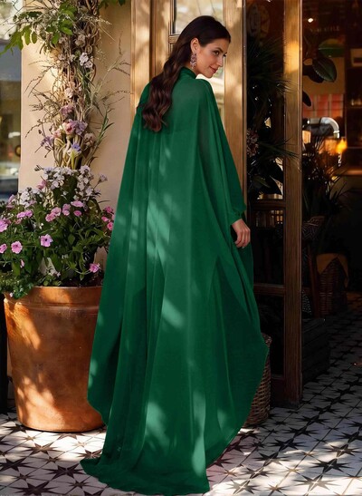 Sheath Column High Neck Long Sleeves Floor-Length Chiffon Mother Of The Bride Dresses With Tiered