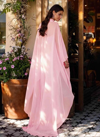 Sheath Column High Neck Long Sleeves Floor-Length Chiffon Mother Of The Bride Dresses With Tiered