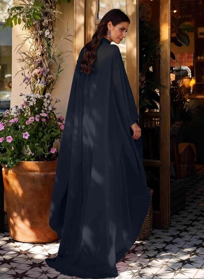 Sheath Column High Neck Long Sleeves Floor-Length Chiffon Mother Of The Bride Dresses With Tiered