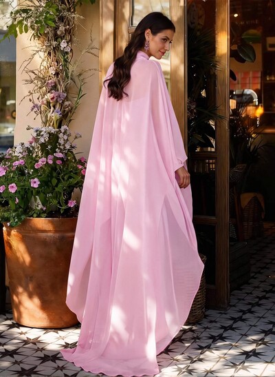Sheath Column High Neck Long Sleeves Floor-Length Chiffon Mother Of The Bride Dresses With Tiered