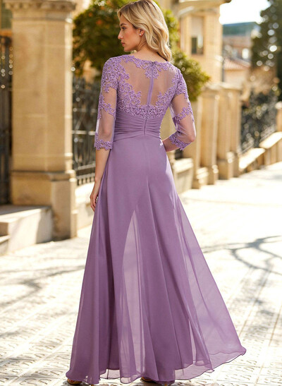 Jumpsuit/Pantsuit Scoop Neck 3/4 Sleeves Detachable Chiffon Mother Of The Bride Dresses With Lace
