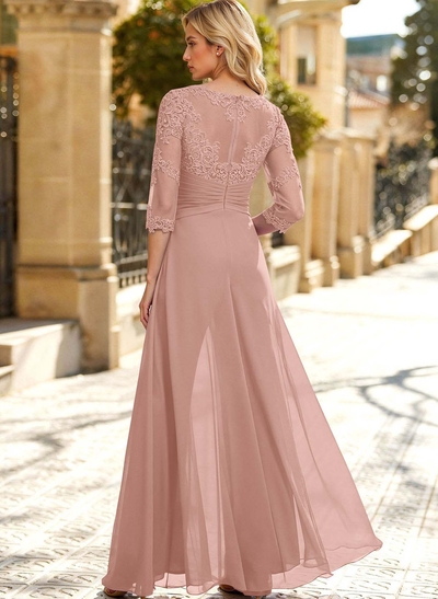 Jumpsuit/Pantsuit Scoop Neck 3/4 Sleeves Detachable Chiffon Mother Of The Bride Dresses With Lace
