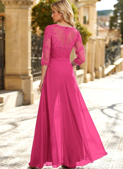 Jumpsuit/Pantsuit Scoop Neck 3/4 Sleeves Detachable Chiffon Mother Of The Bride Dresses With Lace