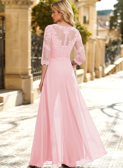 Jumpsuit/Pantsuit Scoop Neck 3/4 Sleeves Detachable Chiffon Mother Of The Bride Dresses With Lace