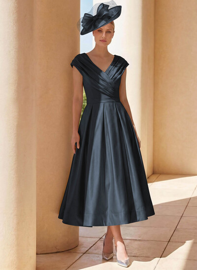 A-Line Off-The-Shoulder Sleeveless Tea-Length Mother Of The Bride Dresses With