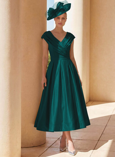 A-Line Off-The-Shoulder Sleeveless Tea-Length Mother Of The Bride Dresses With