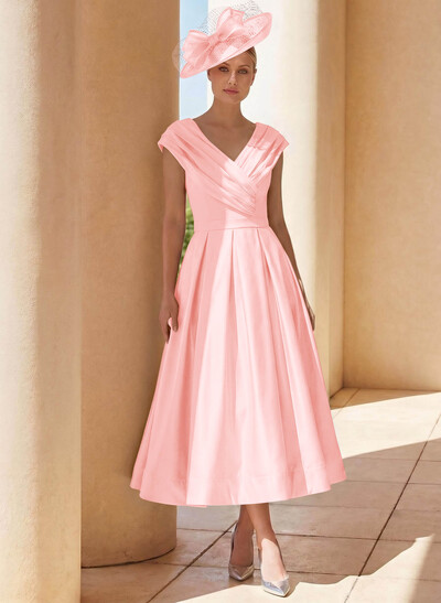 A-Line Off-The-Shoulder Sleeveless Tea-Length Mother Of The Bride Dresses With