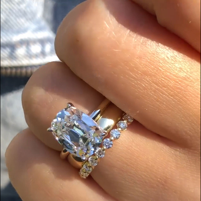 8CT Round Cut/Oval Cut Moissanite Engagement Rings Sets In Sterling Silver