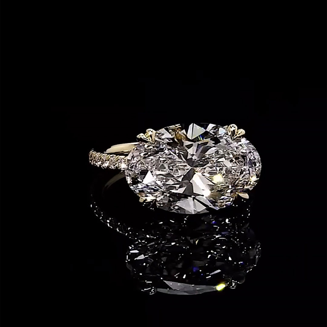 6CT Round Cut/Oval Cut Moissanite Engagement Rings In Sterling Silver