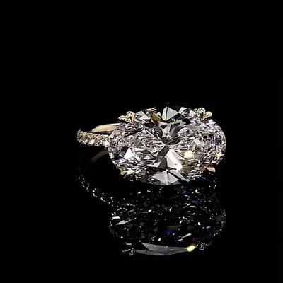 6CT Round Cut/Oval Cut Moissanite Engagement Rings In Sterling Silver