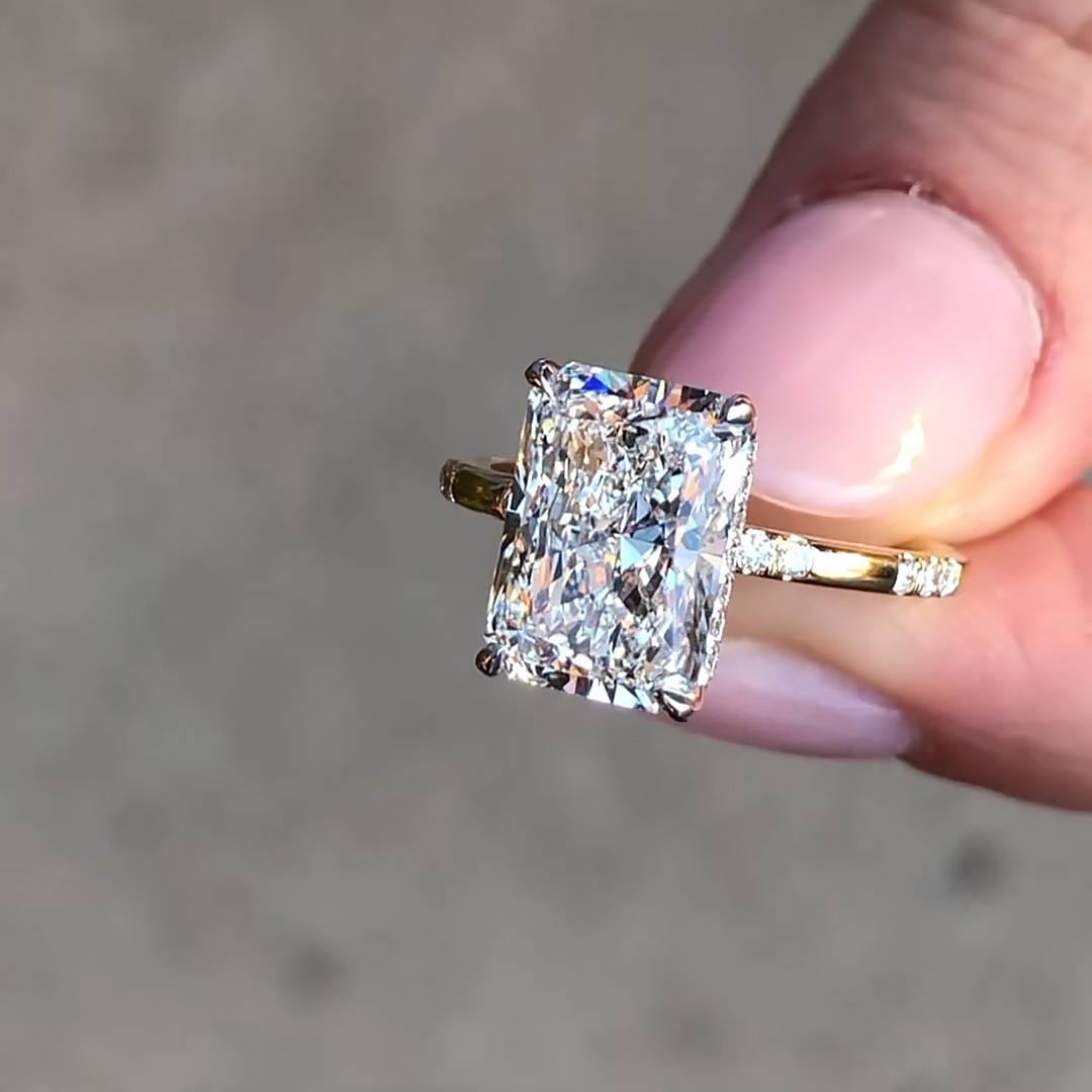 2CT Radiant Cut Moissanite Engagement Rings In Sterling Silver