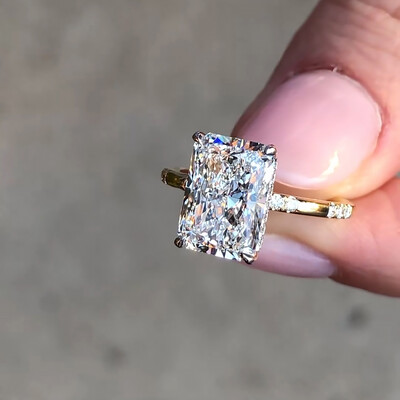 2CT Radiant Cut Moissanite Engagement Rings In Sterling Silver