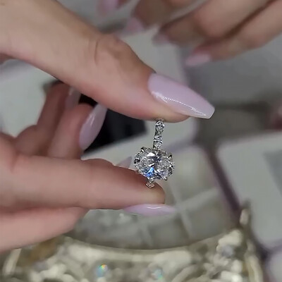 6CT Round Cut/Oval Cut Moissanite Engagement Rings In Sterling Silver