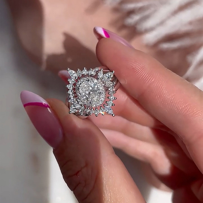 1.5CT Round Cut/Oval Cut Moissanite Engagement Rings In Sterling Silver