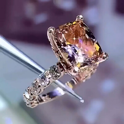 Round Cut/Radiant Cut Sona Simulated Diamonds Engagement Rings In Sterling Silver