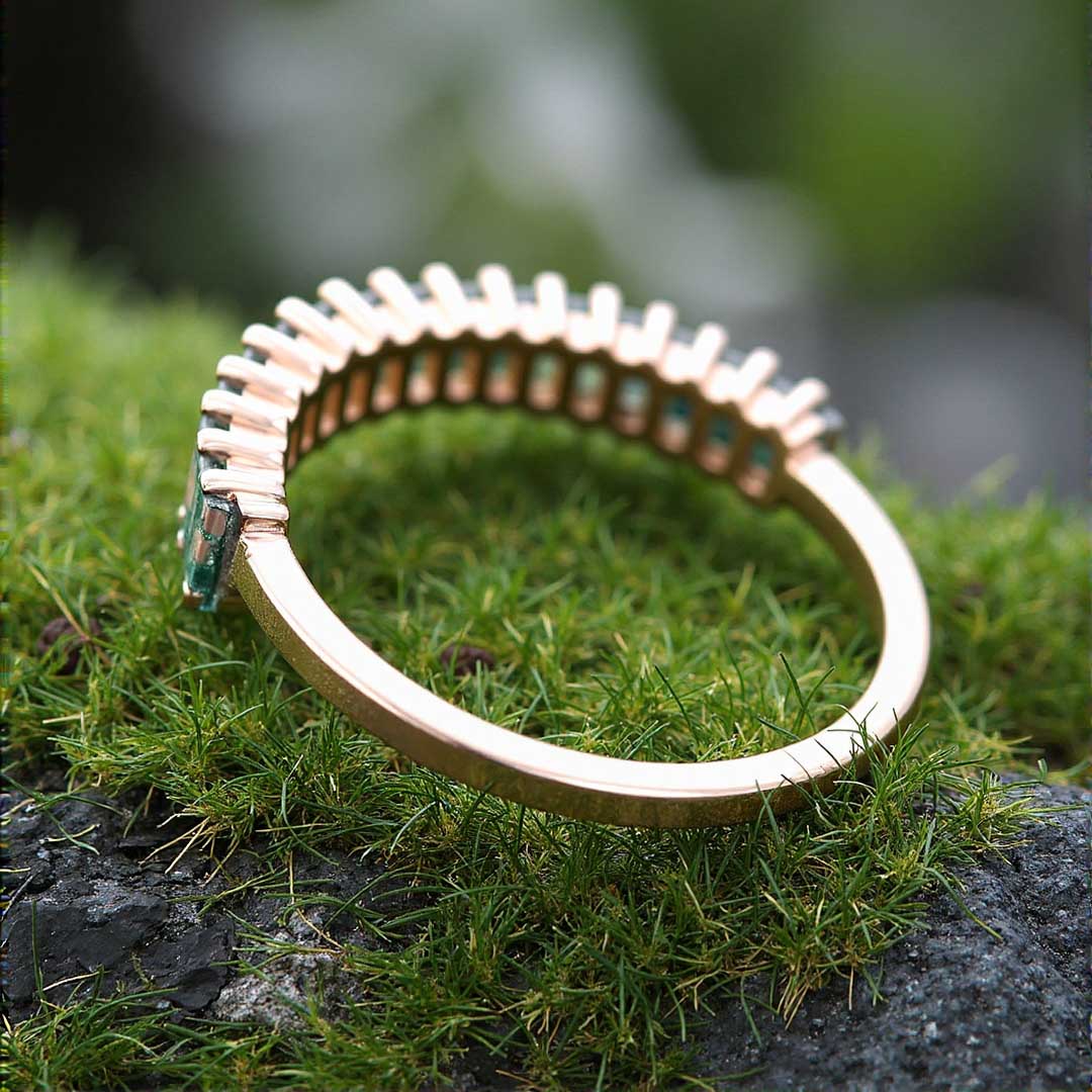 Moss Agate Wedding Bands In Sterling Silver