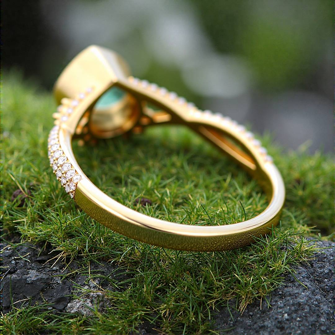 1CT Pear Cut Moss Agate Engagement Rings In Sterling Silver