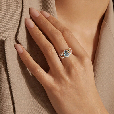 1CT Pear Cut Moss Agate Engagement Rings Sets In Sterling Silver