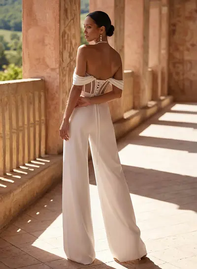Jumpsuit/Pantsuit Sweetheart Floor-Length Stretch Chiffon Wedding Dresses
