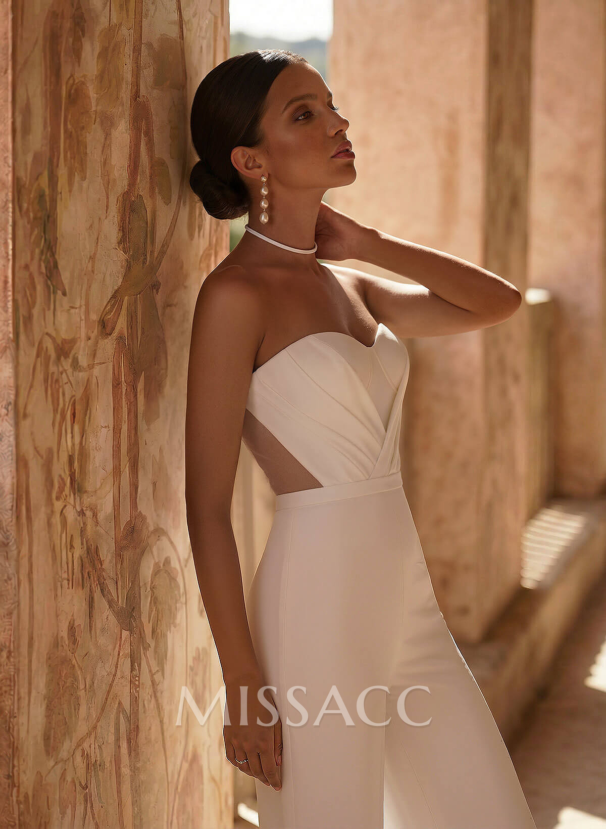 Jumpsuit/Pantsuit Sweetheart Floor-Length Stretch Chiffon Wedding Dresses