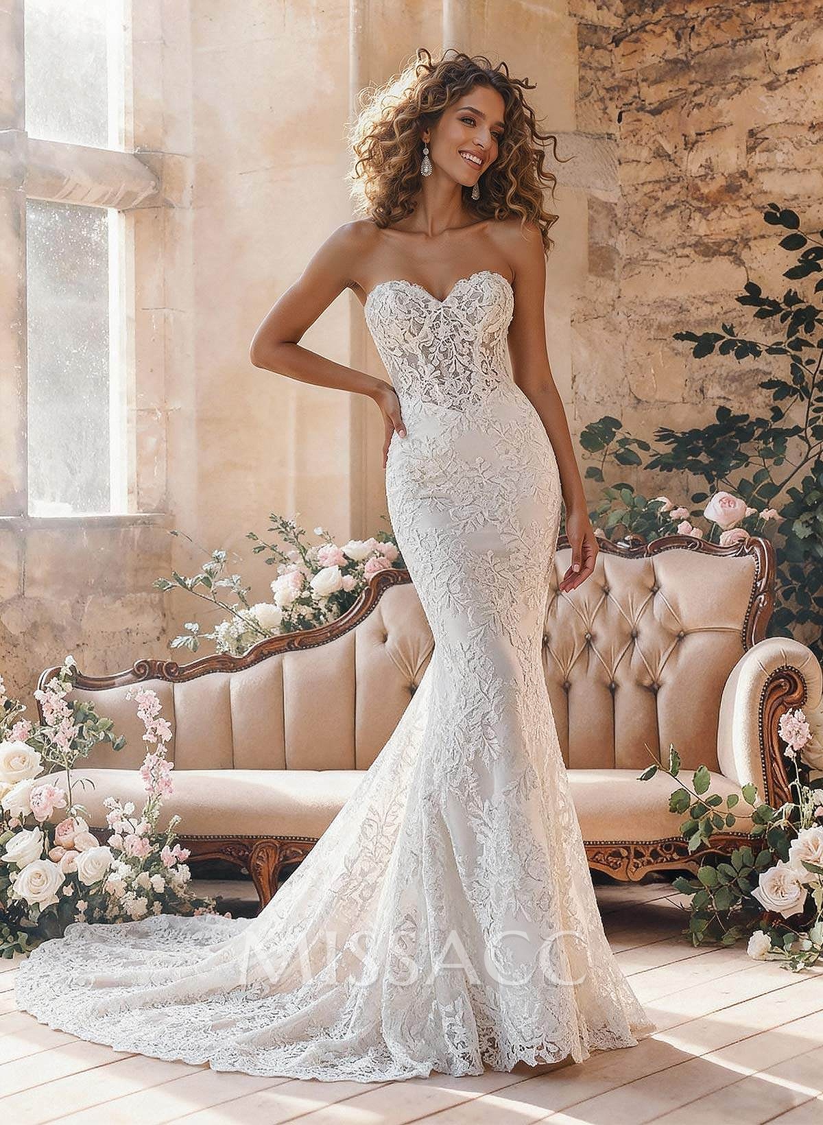 Trumpet Mermaid Ball-Gown High Neck Detachable Sleeves Chapel Train Wedding Dresses Trumpet Mermaid Ball-Gown High Neck Detachable Sleeves Chapel Train Wedding Dresses