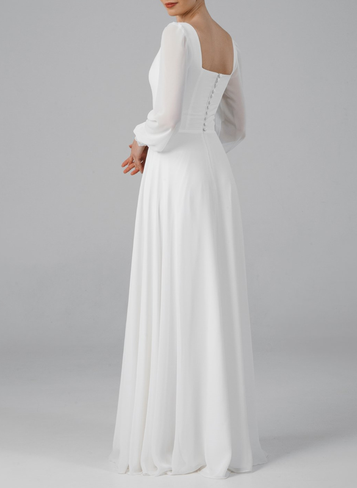 Elegant Sweetheart Long Sleeves A-Line Floor-Length Chiffon Wedding Dresses With Lace