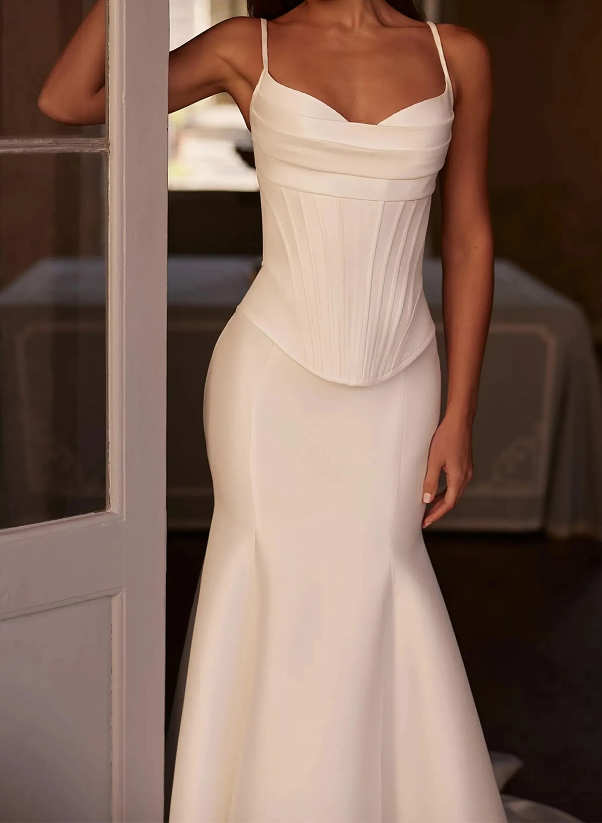 Trumpet/Mermaid Sleeveless Court Train Matte Satin Wedding Dresses