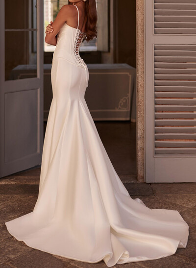 Trumpet/Mermaid Sleeveless Court Train Matte Satin Wedding Dresses