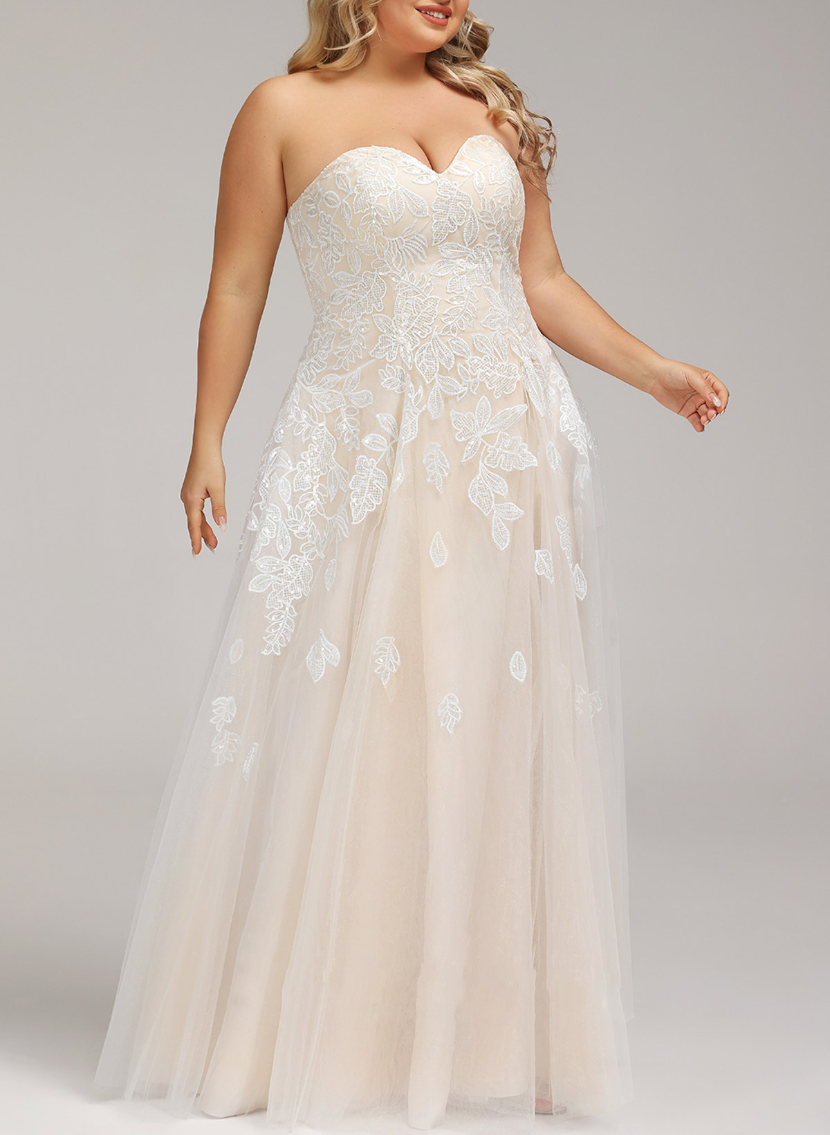 Elegant Sweetheart Sleeveless A-Line Floor-Length Lace/Tulle Wedding Dresses
