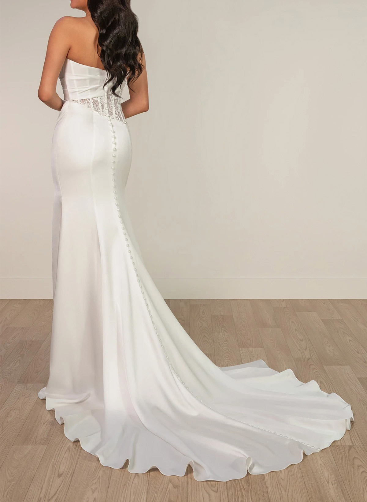 Trumpet/Mermaid Sweetheart Court Train Crepe Satin Wedding DressesE With High Split