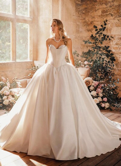 Ball-Gown Sweetheart Sleeveless Court Train Wedding Dresses