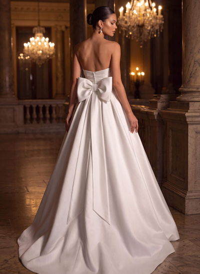 Jumpsuit Pantsuit Sweetheart Sleeveless Detachable Soft Satin Wedding Dresses With Bow