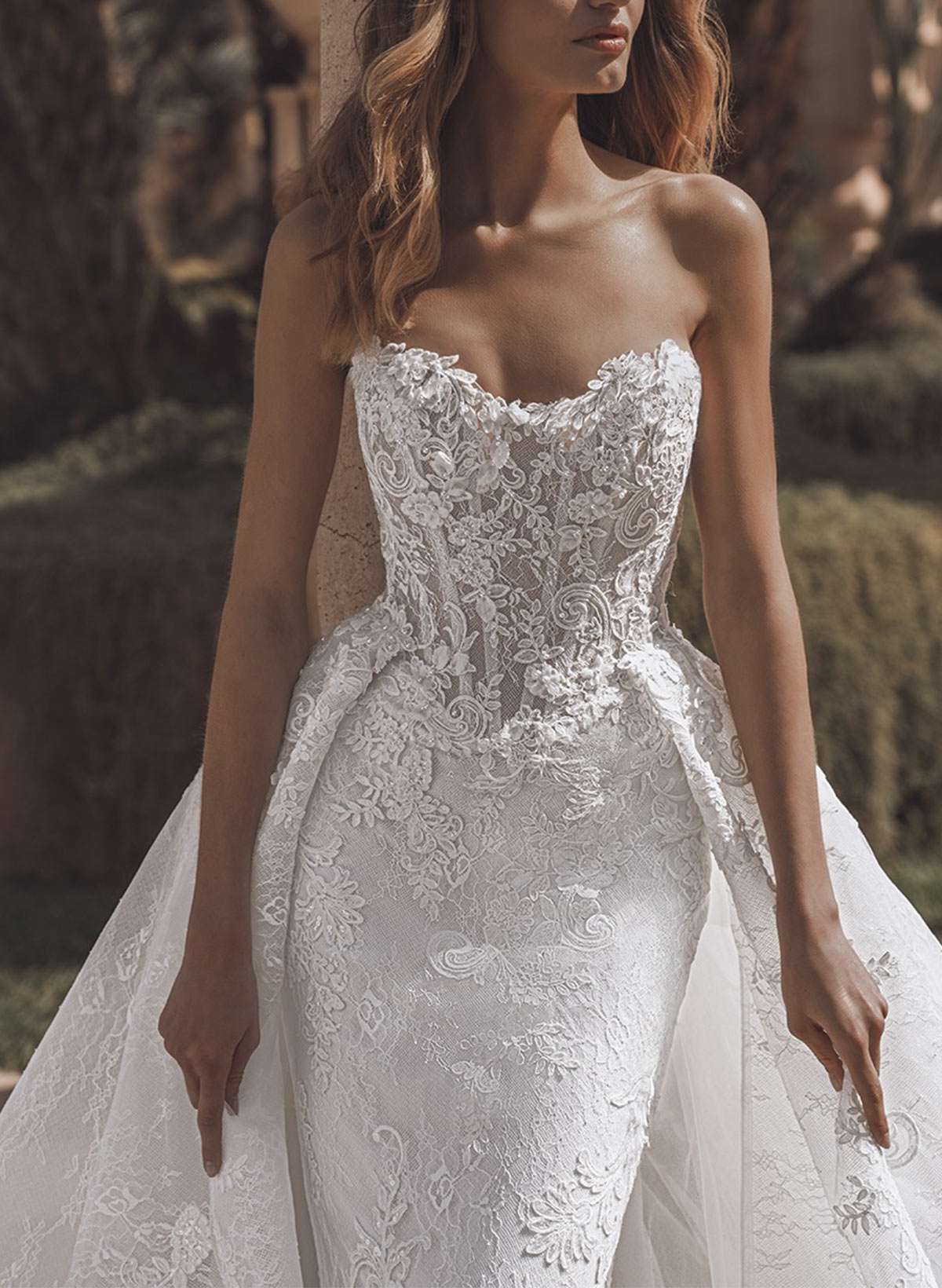 Trumpet/Mermaid Strapless Sleeveless Detachable Wedding Dresses With Detachable Skirt