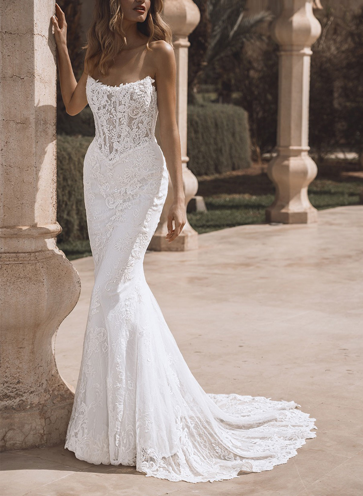 Trumpet/Mermaid Strapless Sleeveless Detachable Wedding Dresses With Detachable Skirt