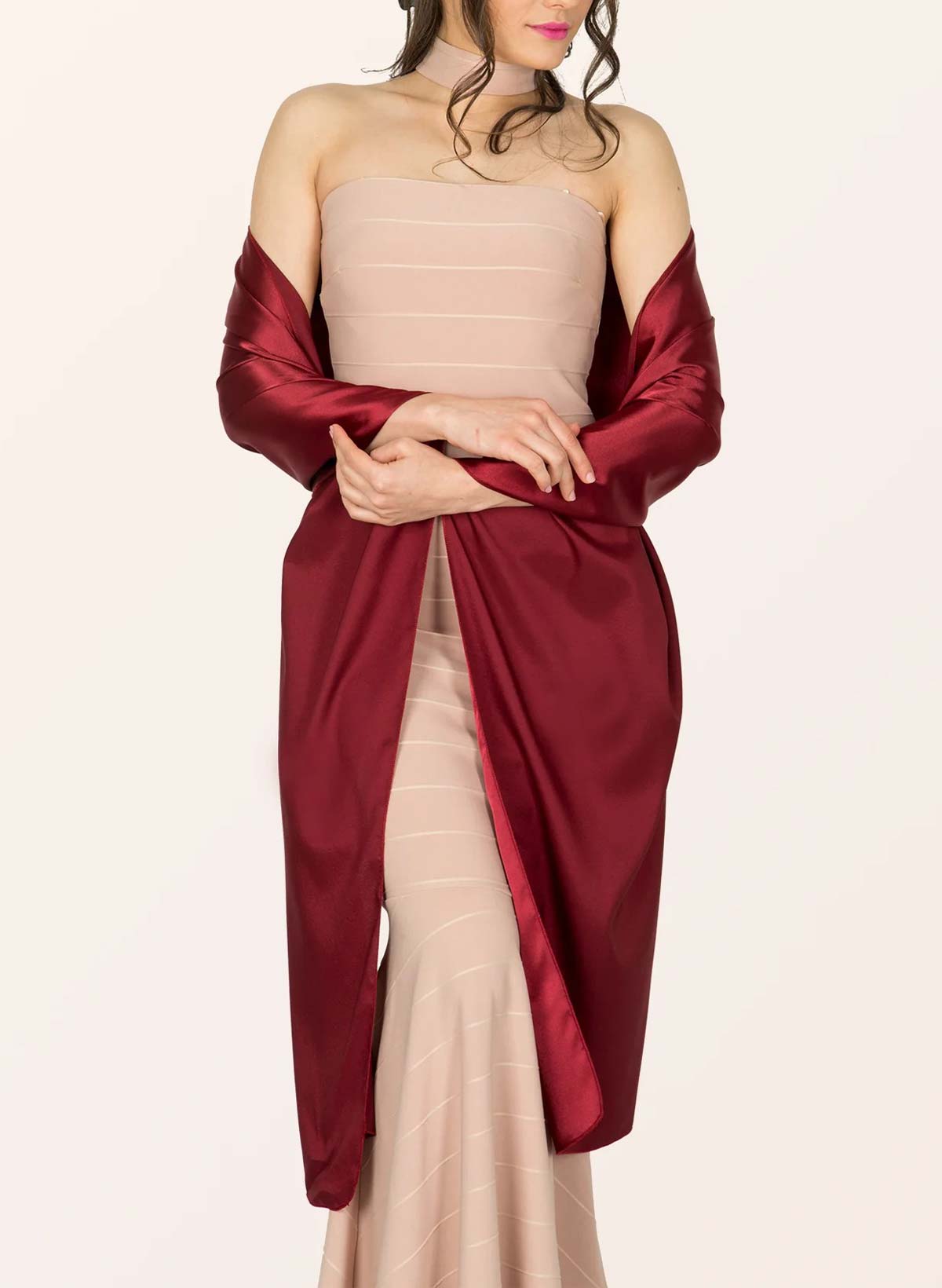 Open Front Satin Shawl