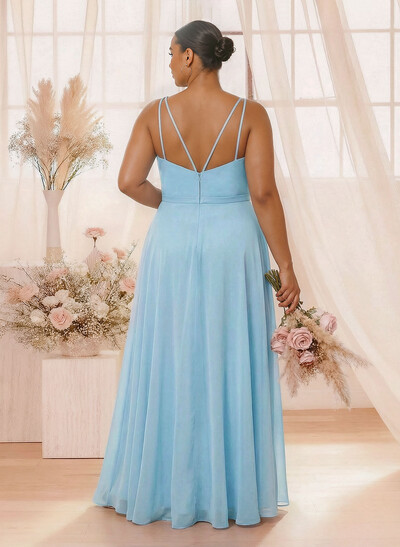 A-Line Halter Sleeveless Floor-Length Chiffon(Non-Stretch) BRIDESMAID With