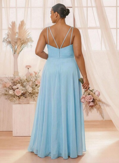 A-Line Halter Sleeveless Floor-Length Chiffon(Non-Stretch) BRIDESMAID With