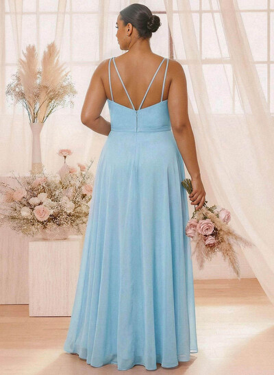 A-Line Halter Sleeveless Floor-Length Chiffon(Non-Stretch) BRIDESMAID With