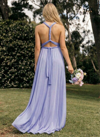 A-Line Sleeveless Floor-Length Jersey(High-Stretch) Multiway Infinity Dress