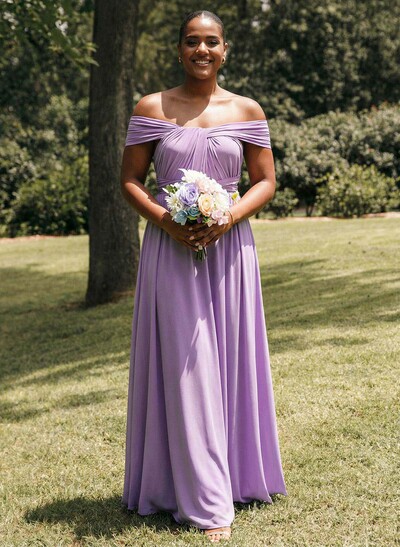 A-Line Off-The-Shoulder Floor-Length Jersey(High-Stretch) Multiway Infinity Dress