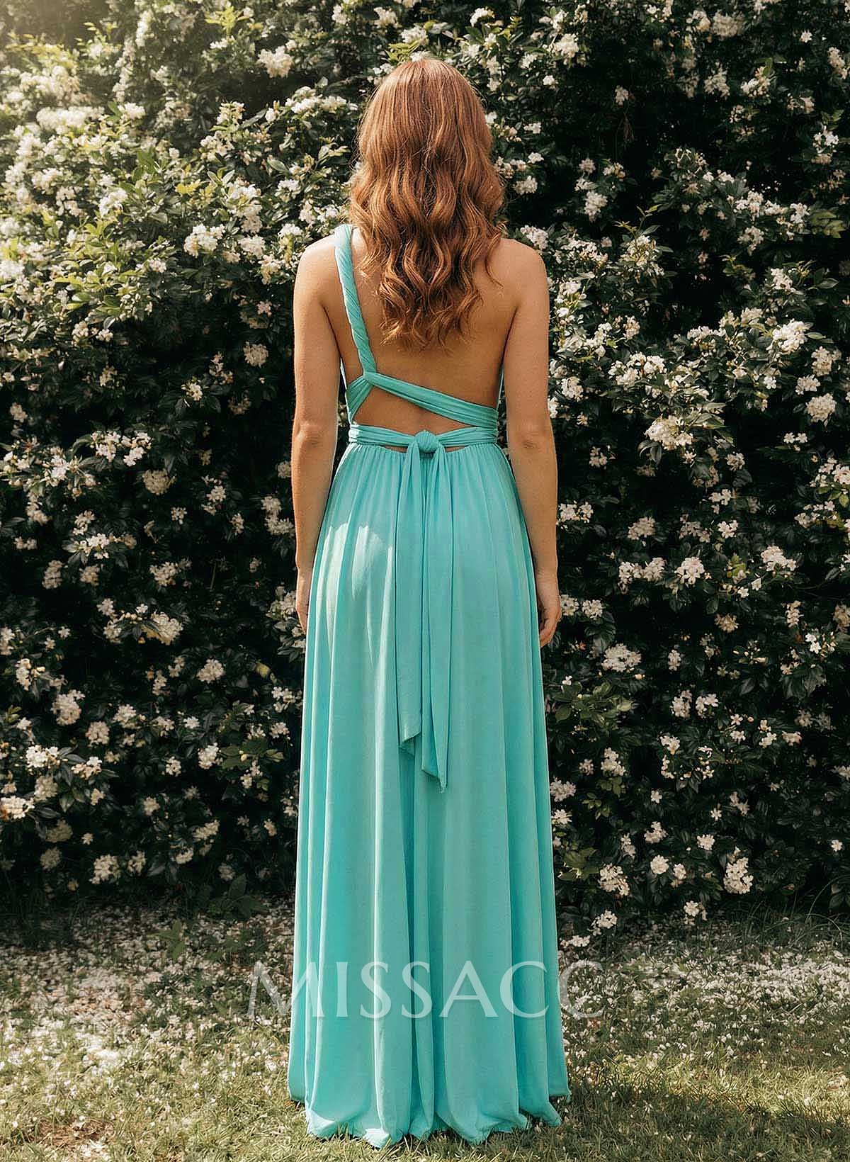 One-Shoulder Sleeveless Floor-Length Jersey(High-Stretch) Multiway Infinity Dress