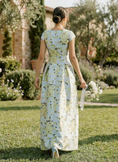 A-Line Plunge Neck Sleeveless Floor-Length Satin Bridesmaid Dresses