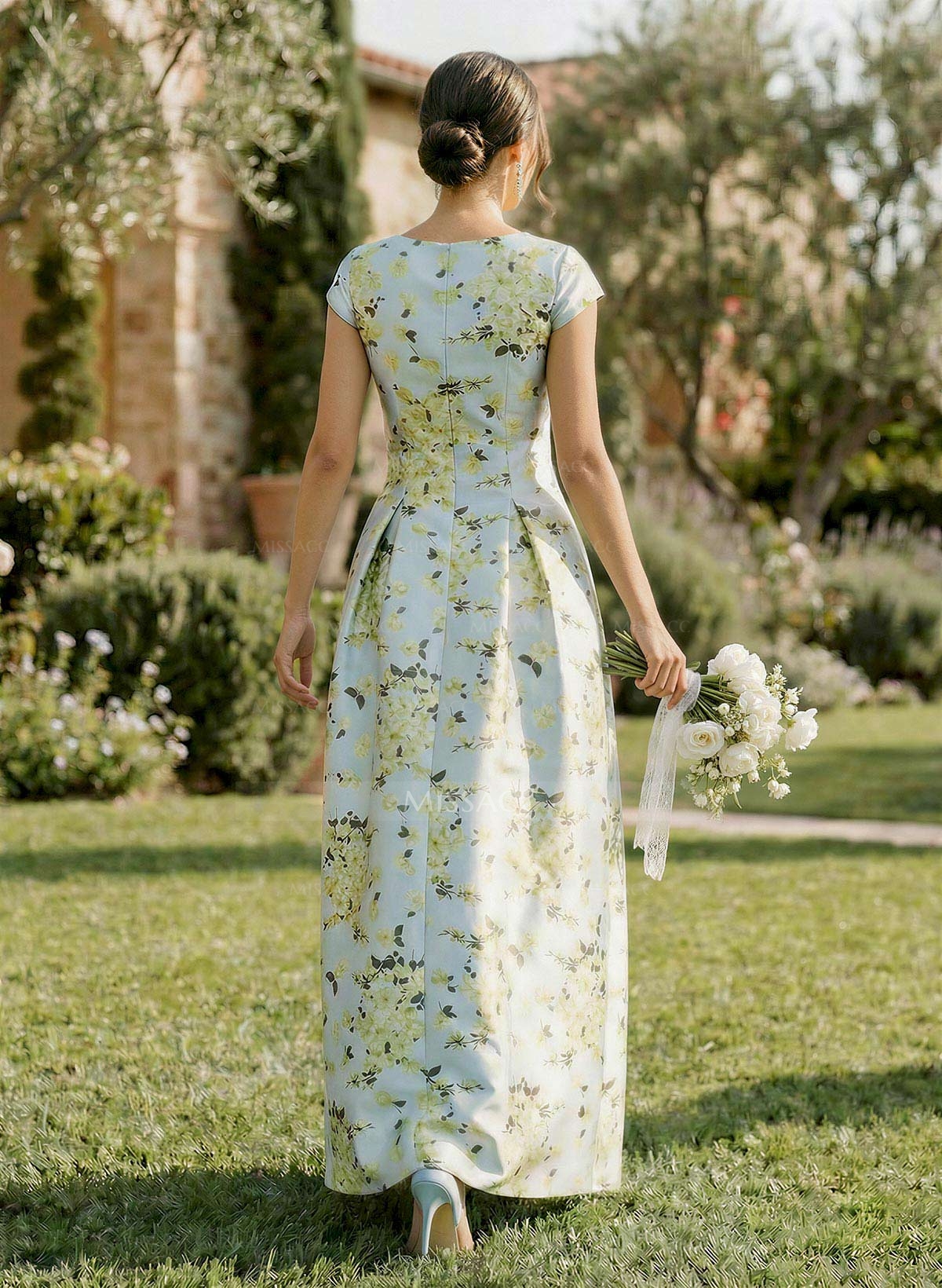 A-Line Plunge Neck Sleeveless Floor-Length Satin Bridesmaid Dresses