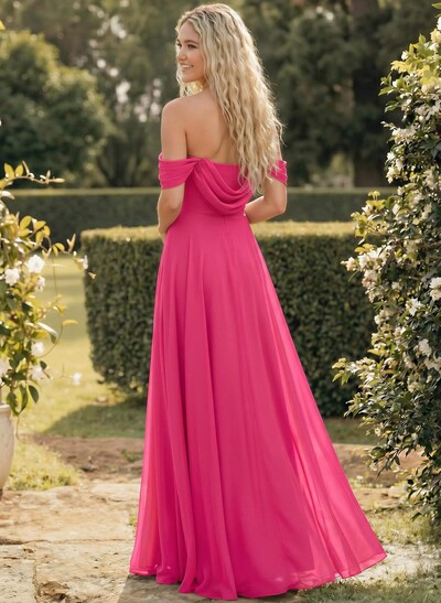 A-Line Strapless Maxi Chiffon Bridesmaid Dress With Front Split