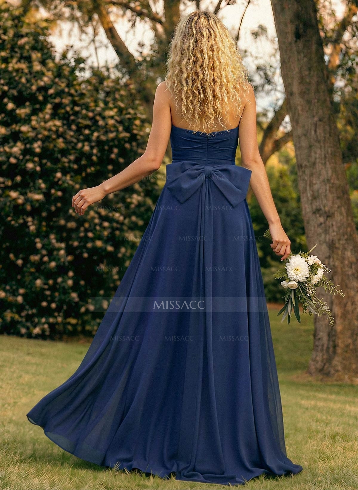 A-Line Off-The-Shoulder Sleeveless Floor-Length Chiffon Bridesmaid Dresses With Split Front Bow