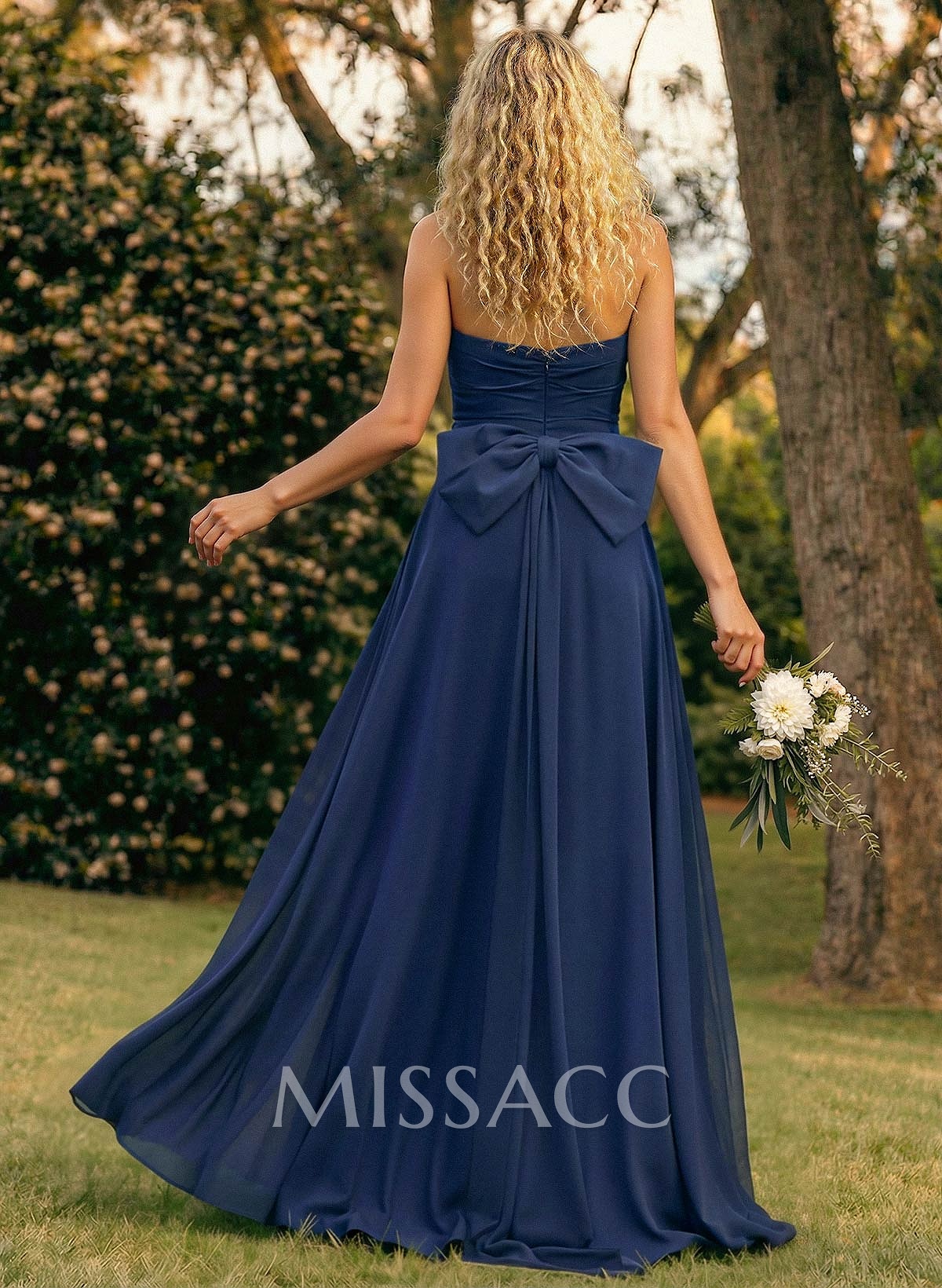 A-Line Off-The-Shoulder Sleeveless Floor-Length Chiffon Bridesmaid Dresses With Split Front Bow