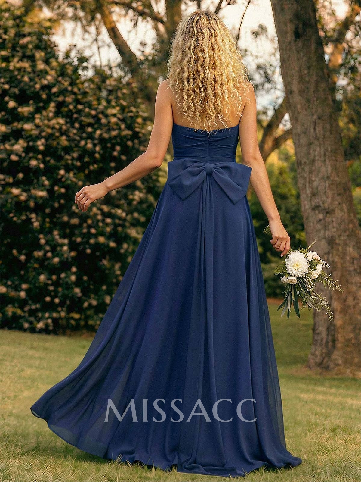 A-Line Off-The-Shoulder Sleeveless Floor-Length Chiffon Bridesmaid Dresses With Split Front Bow
