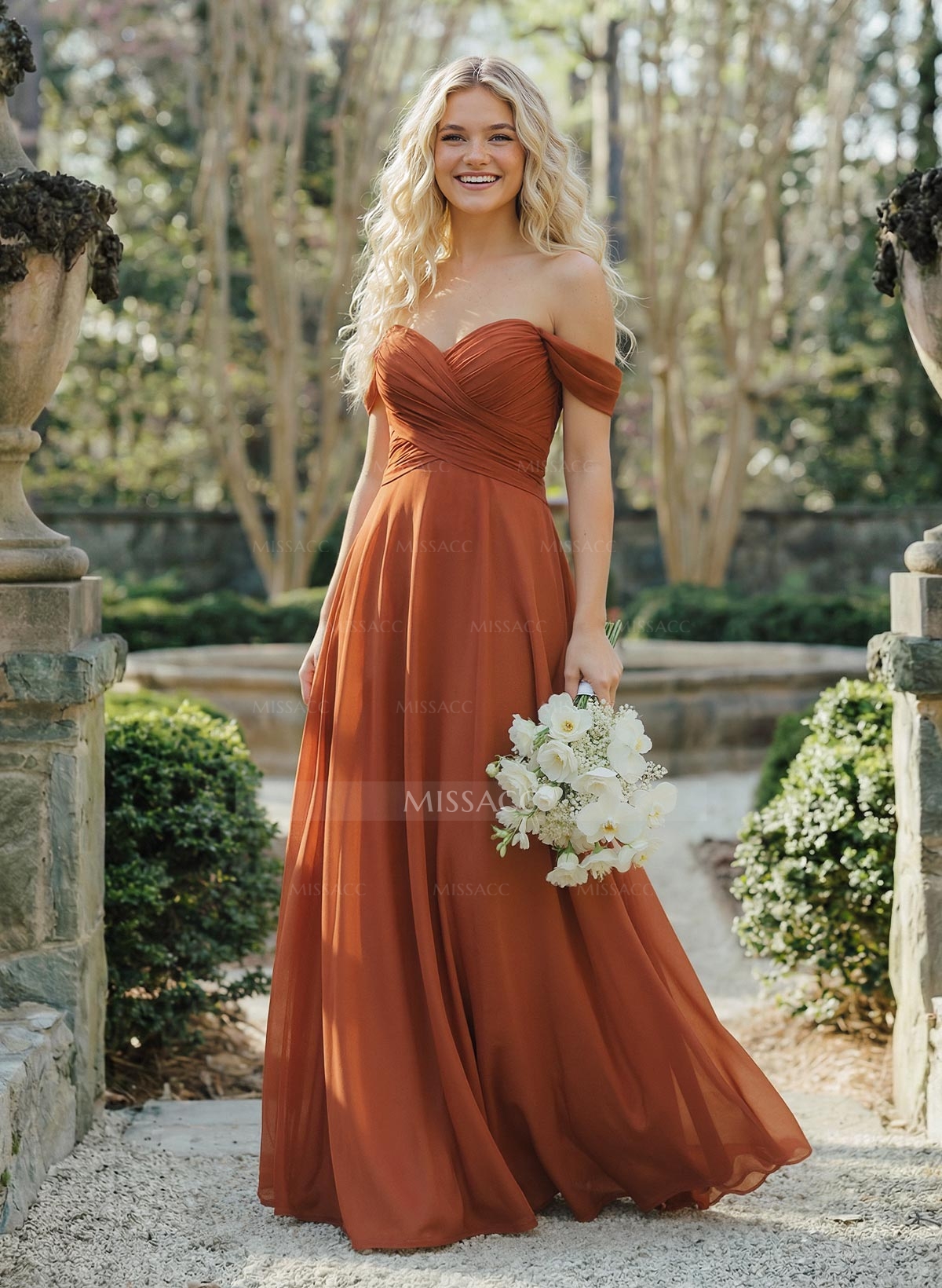 A-Line Sweetheart Sleeveless Floor-Length Chiffon Bridesmaid Dresses With