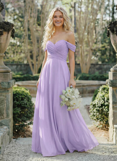 A-Line Sweetheart Sleeveless Floor-Length Chiffon Bridesmaid Dresses With