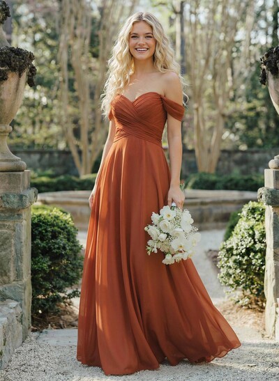 A-Line Sweetheart Sleeveless Floor-Length Chiffon Bridesmaid Dresses With